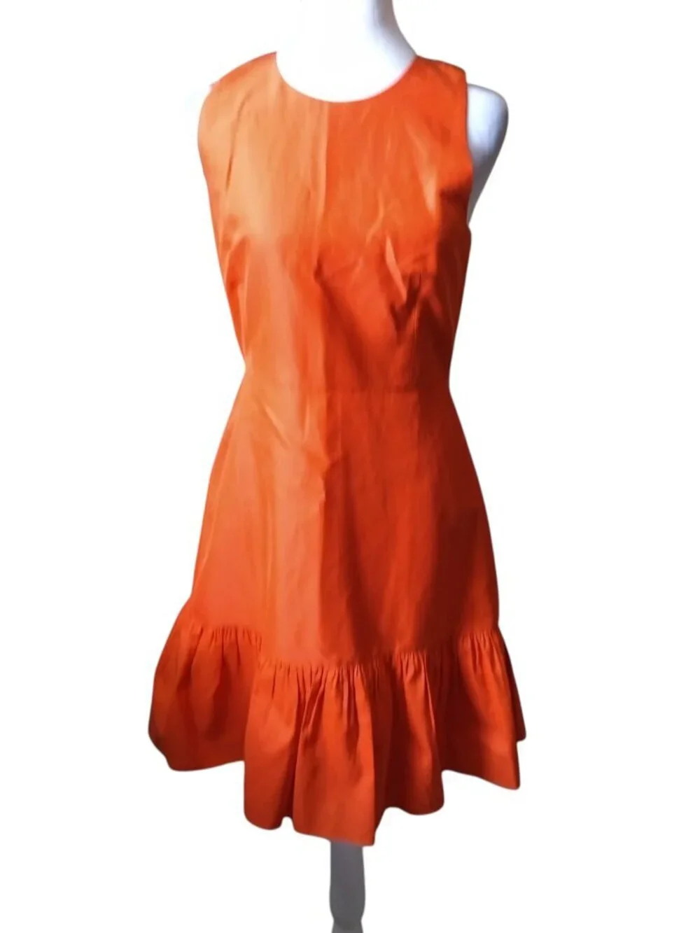 J. Crew Silk Blend Orange Dress Size 4 Peplum Ruffle Hem Sleeveless Preppy